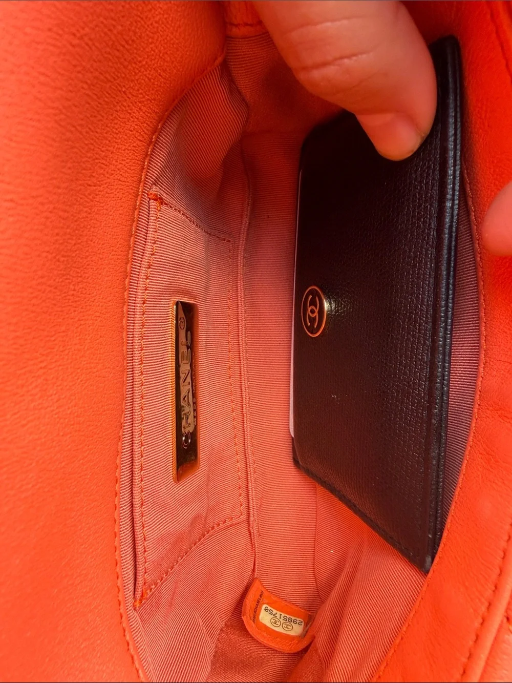 Chanel 19 Orange Quilted Chain belt bag